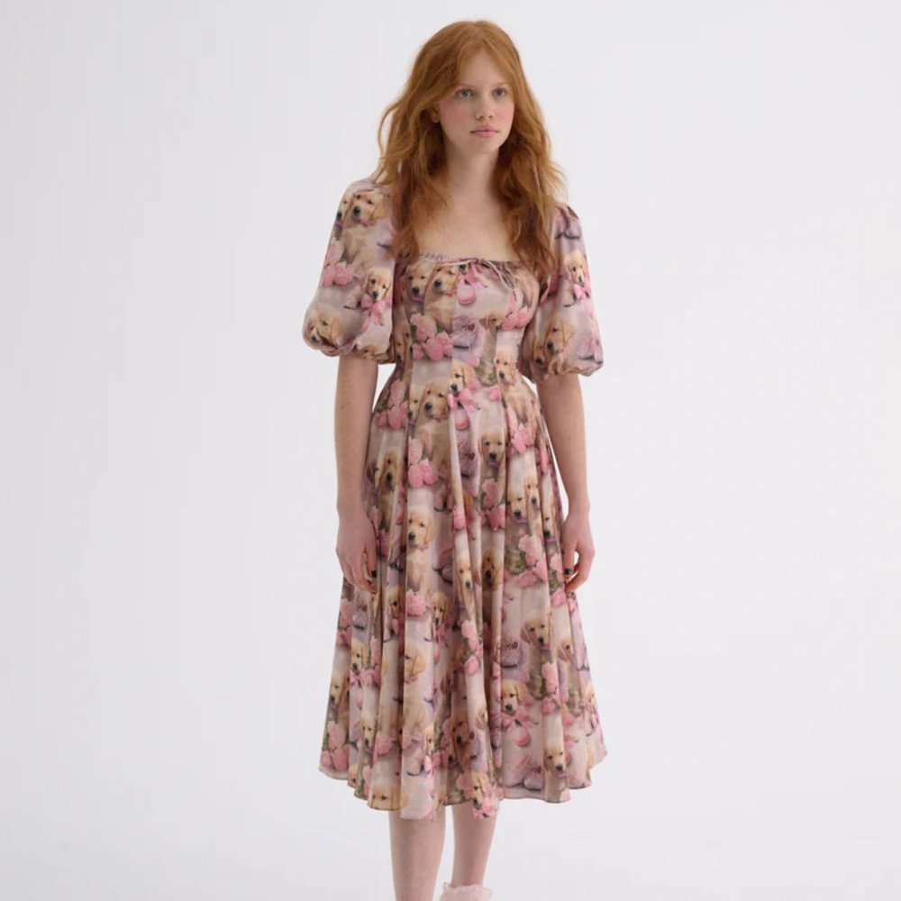 Selkie Golden Paradise Day Dress - M / NWOT - Picture 1 of 7